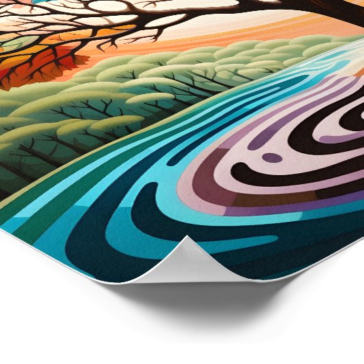 Prachtig kleurrijk Op Art tree poster (Hoek)