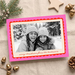 Prachtig Kleurrijk Schelp Frame Kerst Foto Feestdagenkaart