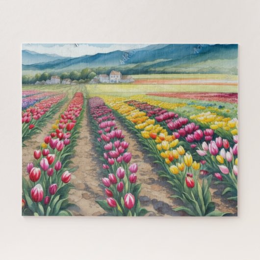 Prachtig kleurrijk Tulp-veld Legpuzzel (Horizontaal)