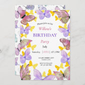 Prachtig kleurrijk vlinderverjaardagsfeestje kaart (Voorkant / Achterkant)