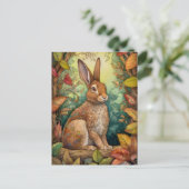 Prachtig konijn in het Autumn Forest Art Briefkaar Briefkaart (Staand voorkant)