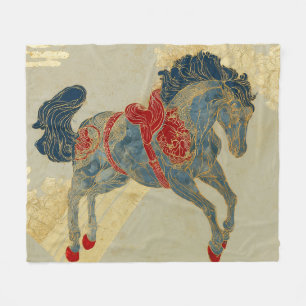 Prachtig Koningsblauw Paard Fleece Deken