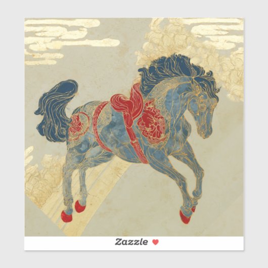 Prachtig Koningsblauw Paard Sticker (Vel)