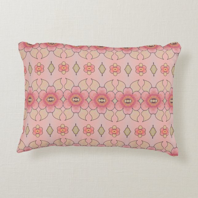 Prachtig koraal en groen accent kussen (Achterkant)