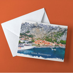 Prachtig Kotor Bay Montenegro Panorama Uitzicht Briefkaart