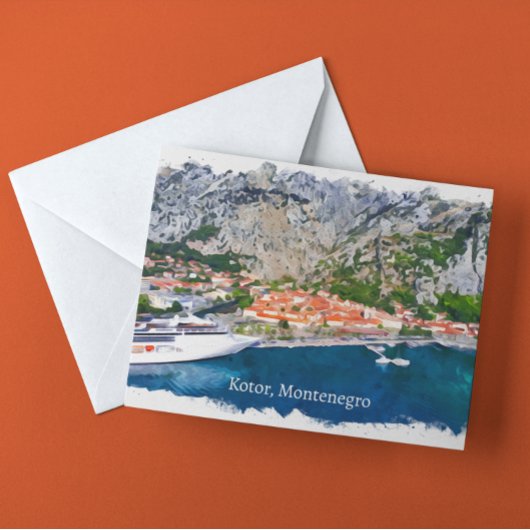 Prachtig Kotor Bay Montenegro Panorama Uitzicht Briefkaart
