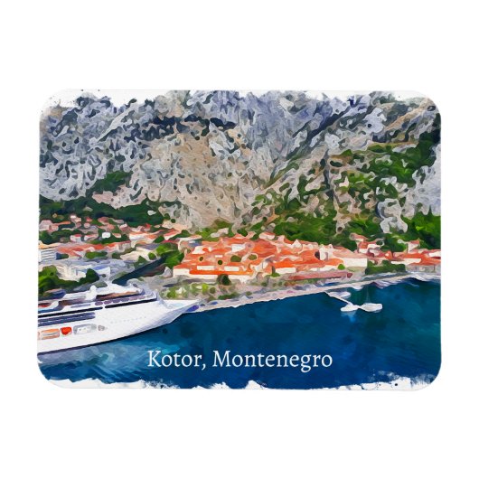 Prachtig Kotor Bay Montenegro Panorama Uitzicht Magneet (Horizontaal)