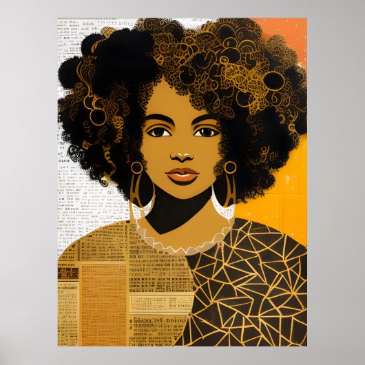 Prachtig Krullend Haar Afro-Amerikaanse Vrouw Coll Poster (Voorkant)