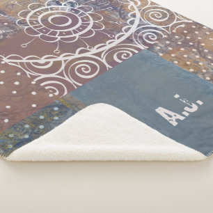 Prachtig kunstzinnig industrieel blauw bruin faux sherpa deken