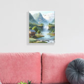 Prachtig landelijk landschap met waterval canvas afdruk (Insitu (Woonkamer))
