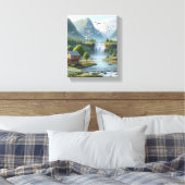 Prachtig landelijk landschap met waterval canvas afdruk (Insitu (Slaapkamer))