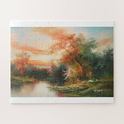 Prachtig landschap bij zonsondergang schilderen legpuzzel (Horizontaal)