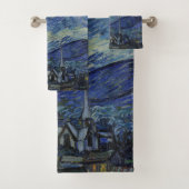 Prachtig landschap Blauwe Nacht Hemel Gouden Sterr Bad Handdoek (Insitu)