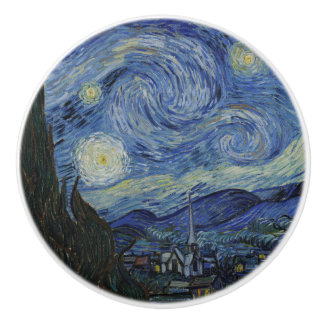 Prachtig landschap Blauwe Nacht Hemel Gouden Sterr Keramische Knop