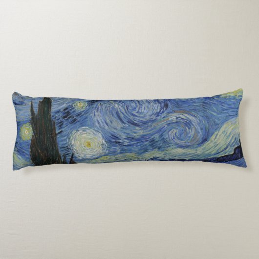 Prachtig landschap Blauwe Nacht Hemel Gouden Sterr Lichaamskussen (Achterkant)