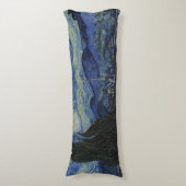 Prachtig landschap Blauwe Nacht Hemel Gouden Sterr Lichaamskussen (Voorkant Verticaal)