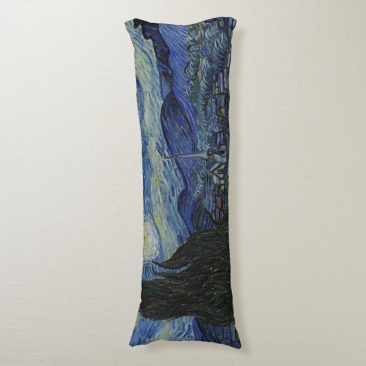 Prachtig landschap Blauwe Nacht Hemel Gouden Sterr Lichaamskussen (Voorkant Verticaal)