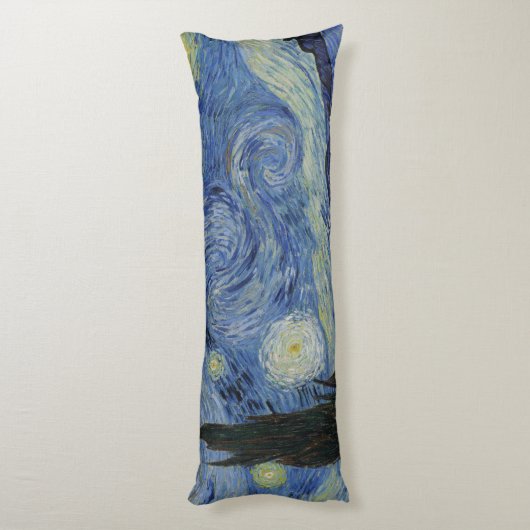 Prachtig landschap Blauwe Nacht Hemel Gouden Sterr Lichaamskussen (Achterkant (Verticaal))