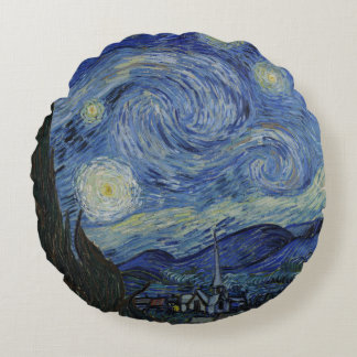 Prachtig landschap Blauwe Nacht Hemel Gouden Sterr Rond Kussen
