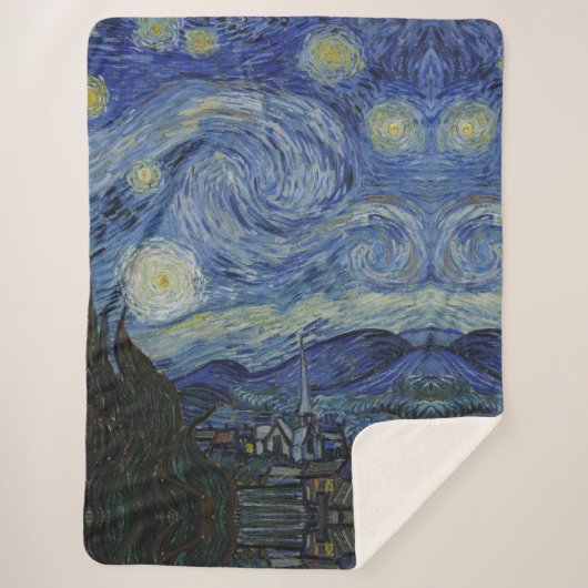 Prachtig landschap Blauwe Nacht Hemel Gouden Sterr Sherpa Deken (Voorkant)