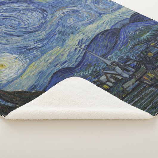 Prachtig landschap Blauwe Nacht Hemel Gouden Sterr Sherpa Deken (3/4)