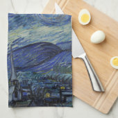 Prachtig landschap Blauwe Nacht Hemel Gouden Sterr Theedoek (Quarter Fold)