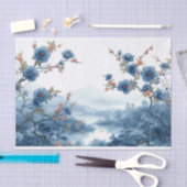 Prachtig landschap in blauw tissuepapier (Craft)