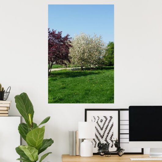 Prachtig landschap met bomen poster (Thuiskantoor)