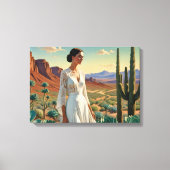 Prachtig landschap met een vrouw Spirituele kunst Canvas Afdruk (Voorkant)