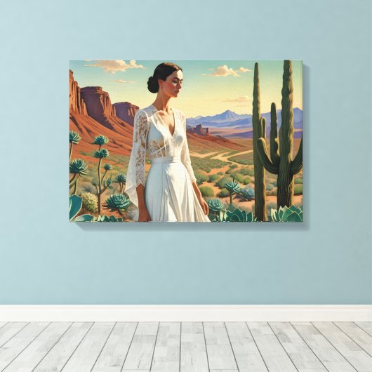 Prachtig landschap met een vrouw Spirituele kunst Canvas Afdruk (Insitu (Houten vloer))