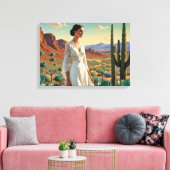 Prachtig landschap met een vrouw Spirituele kunst Canvas Afdruk (Insitu (Woonkamer))
