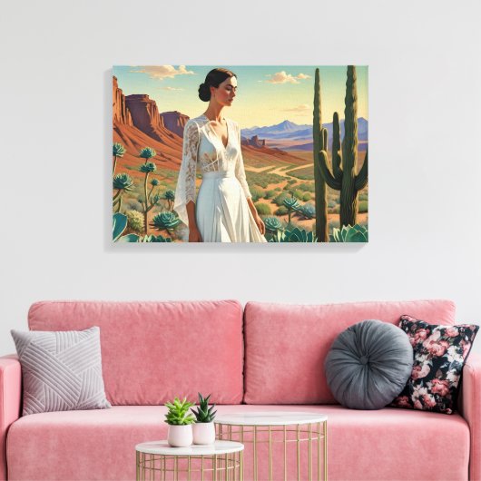 Prachtig landschap met een vrouw Spirituele kunst Canvas Afdruk (Insitu (Woonkamer))
