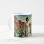 Prachtig landschap met een vrouw Spirituele kunst Koffiemok (Voorkant links)