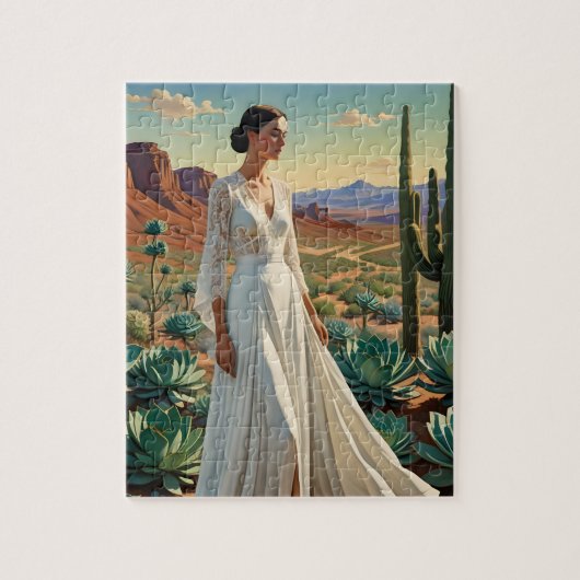 Prachtig landschap met een vrouw Spirituele kunst Legpuzzel (Verticaal)