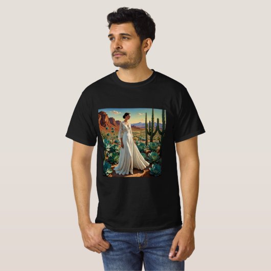 Prachtig landschap met een vrouw Spirituele kunst T-shirt (Voorkant volledig)