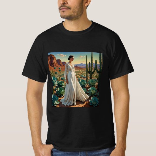 Prachtig landschap met een vrouw Spirituele kunst T-shirt (Voorkant)