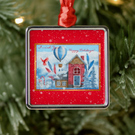 Prachtig landschap met Snowman Metalen Ornament