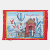 Prachtig landschap met Snowman Theedoek (Horizontaal)