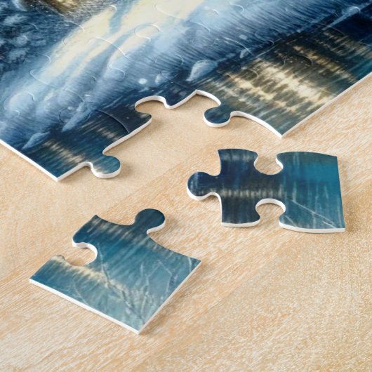 Prachtig landschap van de Winter River Legpuzzel (Zijkant)