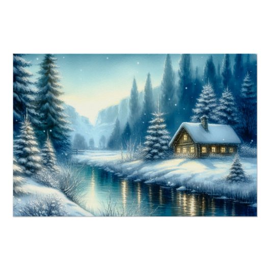 Prachtig landschap van de Winter River Perfect Poster (Voorkant)