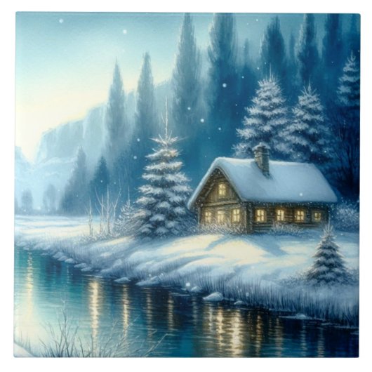 Prachtig landschap van de Winter River Tegeltje (Voorkant)