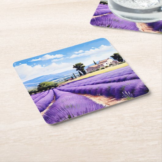 Prachtig lavendelveld in de Provence, Frankrijk Kartonnen Onderzetters (Schuin)