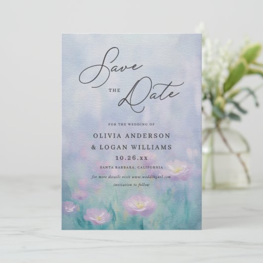 Prachtig Lentewaterverf Schrift Bruiloft Save The Date (Staand voorkant)