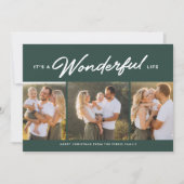 Prachtig leven drie foto groene Kerstmis Feestdagenkaart (Voorkant)