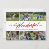 Prachtig leven rood zes foto collage Kerstmis Feestdagenkaart (Voorkant)