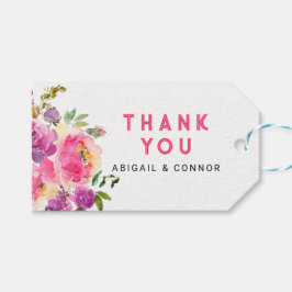 Prachtig Levendig Violet Fuchsia Bloemmotief Cadeaulabel