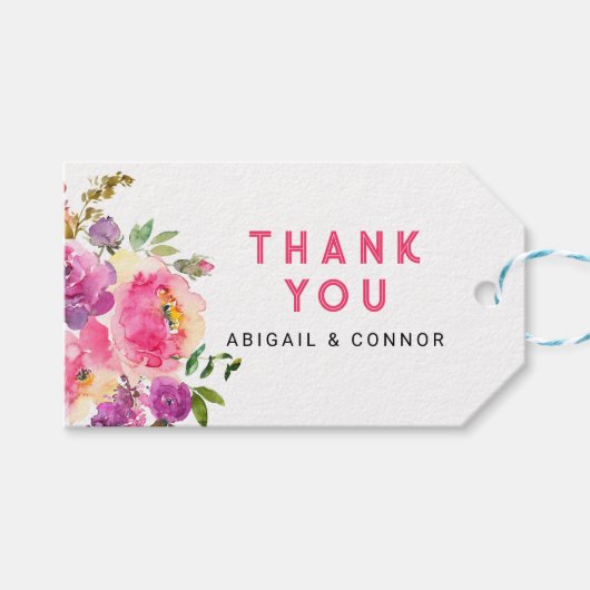 Prachtig Levendig Violet Fuchsia Bloemmotief Cadeaulabel (Voorkant (Horizontaal))