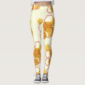 Prachtig lichtgeel honingraatpatroon leggings (Voorkant)