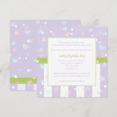 Prachtig Lila met baby shower met weinig hart Kaart (Voorkant / Achterkant)