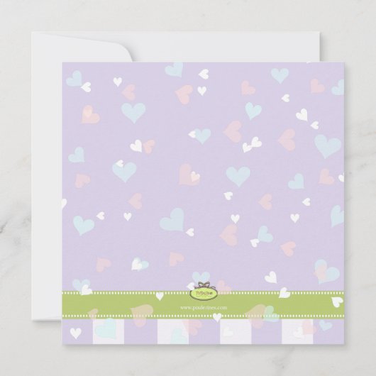 Prachtig Lila met baby shower met weinig hart Kaart (Achterkant)